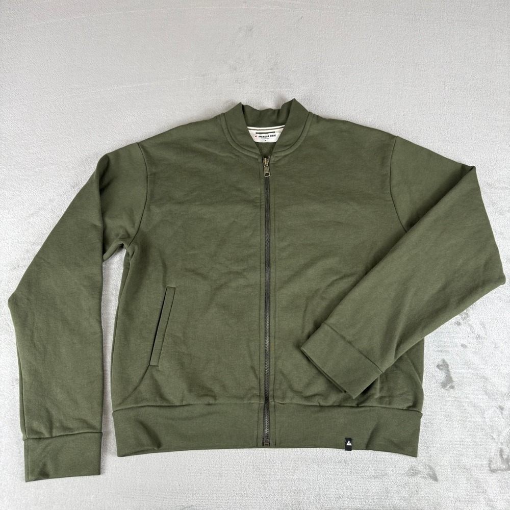 American Giant Fleece Bomber Jacket Womens Medium Loden Green $168 USA New NWOT